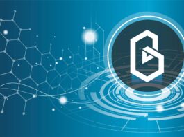 Band Protocal – Die Oracle Blockchain BAND Kryptowährung, Band Blockchai, Band Logo auf blauem Hintergrund.